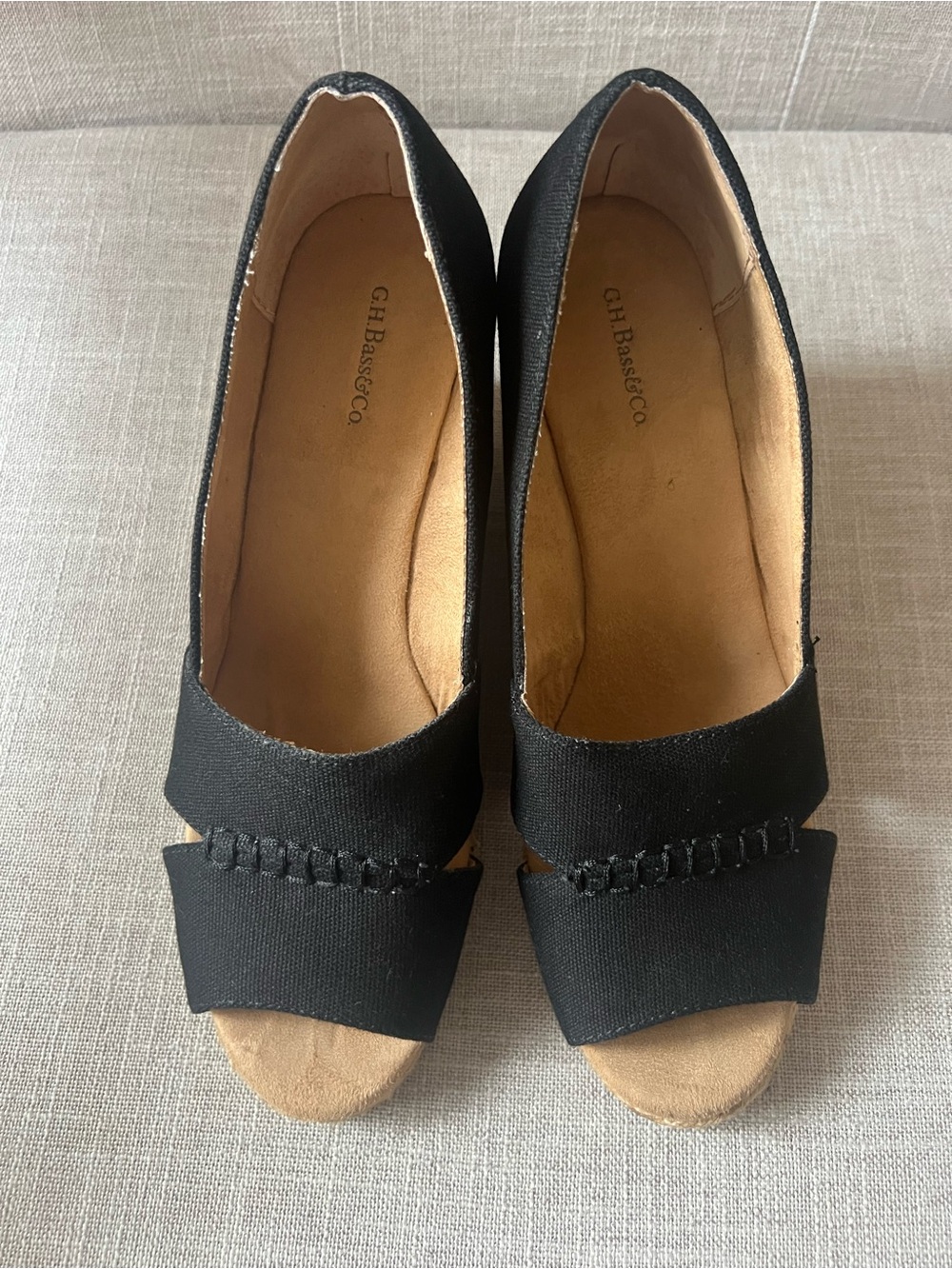 G.H. Bass & Co. Black wedge heels, women’s 8, Espadrille Dress casual resortwear